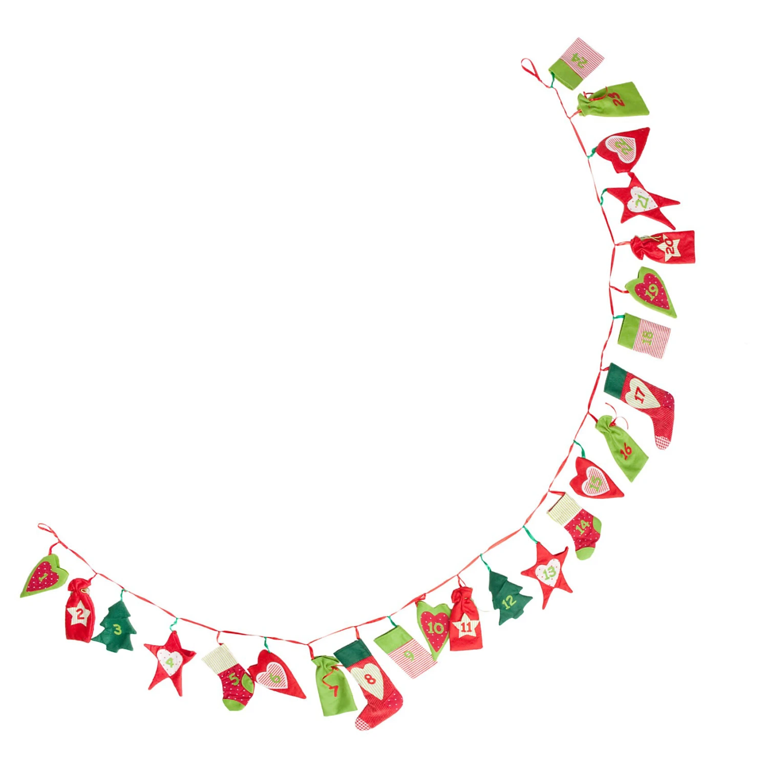 Adventskalender Girlande Rot/grün, 250 Cm 3 Adventskalender Girlande Rot/grün, 250 Cm – Bild 3