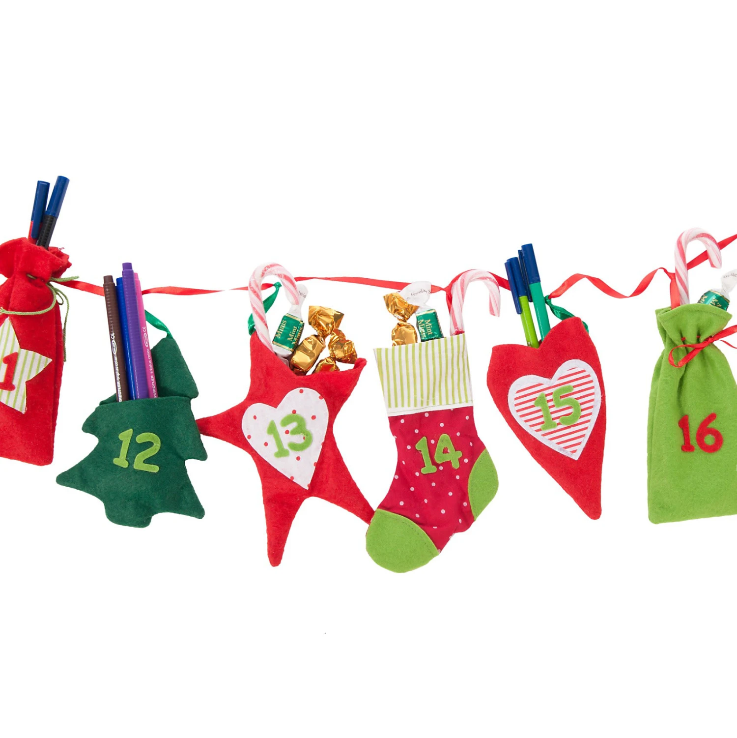 Adventskalender Girlande Rot/grün, 250 Cm 1 Adventskalender Girlande Rot/grün, 250 Cm