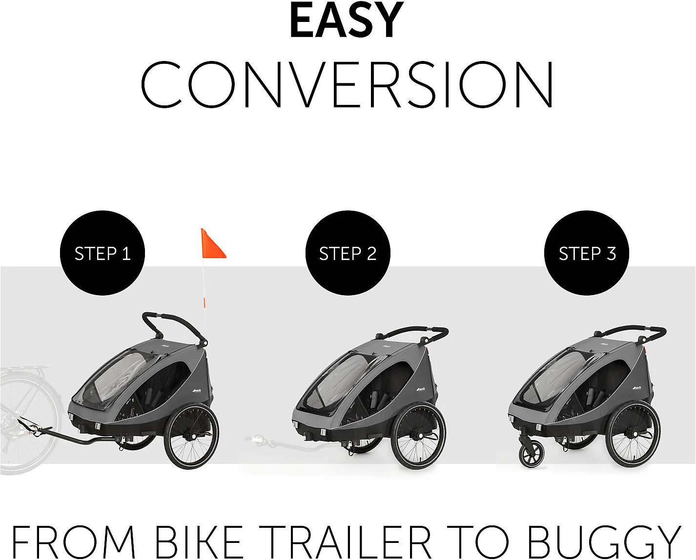HAUCK Dryk Duo Fahrradanhänger Und Buggy (bis 44kg), Grau/schwarz, Zweisitzer 9 HAUCK Dryk Duo Fahrradanhänger Und Buggy (bis 44kg), Grau/schwarz, Zweisitzer – Bild 9