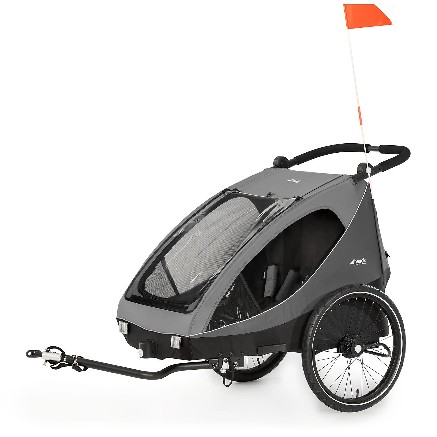 HAUCK Dryk Duo Fahrradanhänger Und Buggy (bis 44kg), Grau/schwarz, Zweisitzer 1 HAUCK Dryk Duo Fahrradanhänger Und Buggy (bis 44kg), Grau/schwarz, Zweisitzer