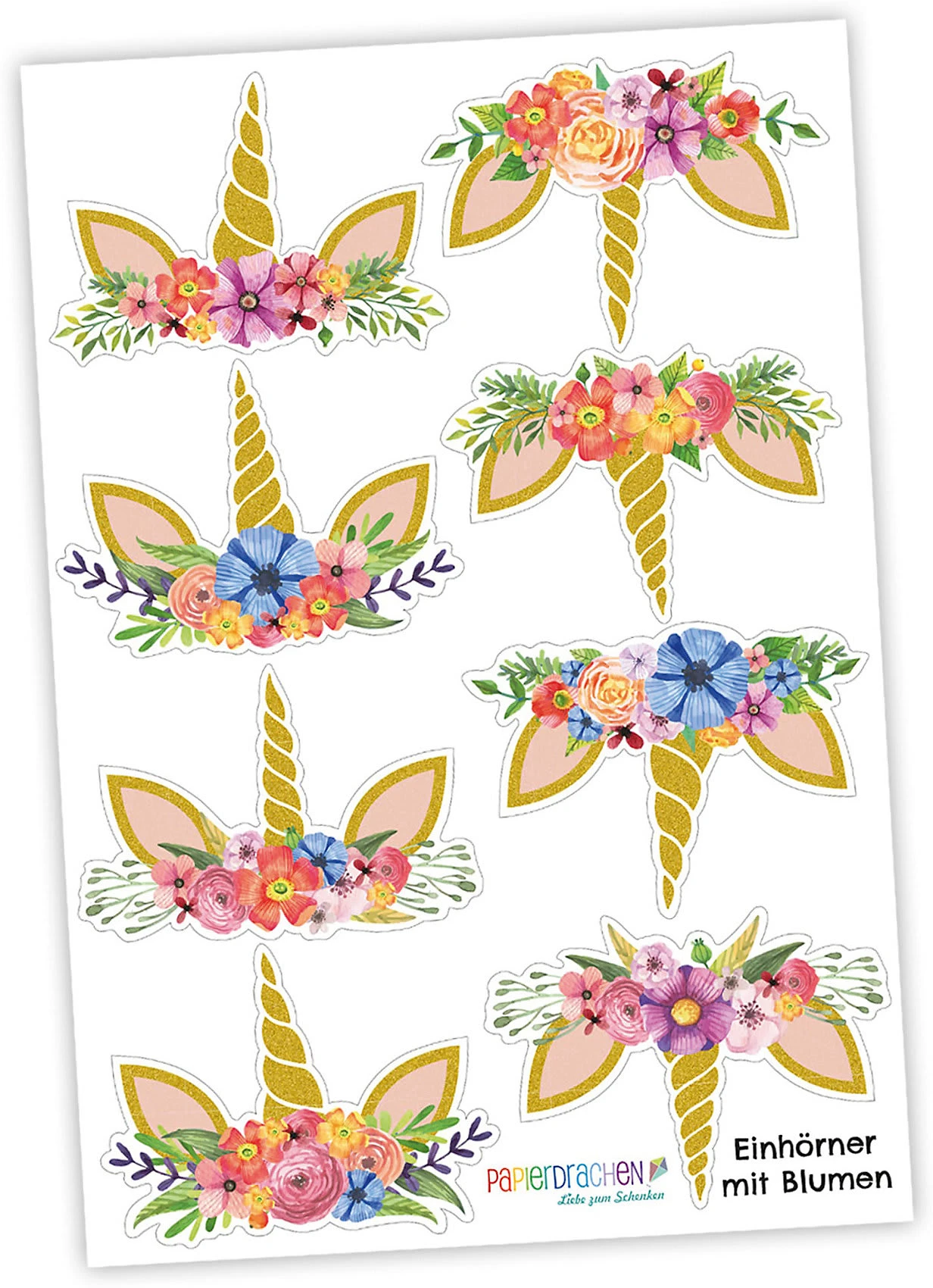 Adventskalender Geschenktüten-Set Einhörner Mit Blumen - Weiße Tüten 3 Adventskalender Geschenktüten-Set Einhörner Mit Blumen - Weiße Tüten – Bild 3