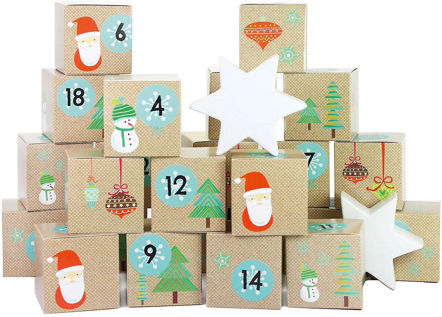 Adventskalender Kisten Bedruckt - Weihnachtsmann 1 Adventskalender Kisten Bedruckt - Weihnachtsmann