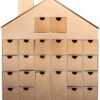 Pappmaché Adventskalender-Haus, 36 X 6,5 X 40 Cm